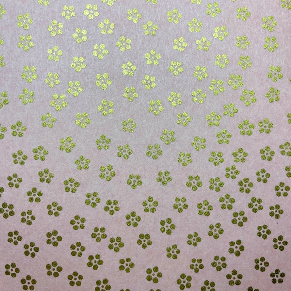 Origami -Yuzen Washi -Chiyogami - Silk Screen Paper -Craft Paper -Various Sizes -Gold Ume Plum Flowers on Pink Pattern #40