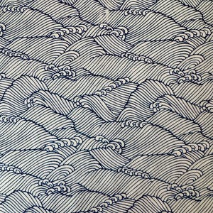 Origami -Yuzen Washi -Chiyogami -Silk Screen Paper -Craft Paper -Various Sizes Japanese Blue Waves on White Pattern #1057