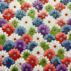 Origami -Yuzen Washi -Chiyogami - Silk Screen Paper -Craft Paper -Various Sizes -Garden of Colorful Chrysanthemums Pattern #71