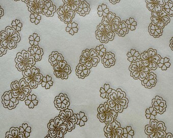 Origami - Yuzen Washi - Chiyogami - Carta serigrafica - Carta artigianale - Varie dimensioni - (S) Mazzi dorati di Sakura su sfondo bianco - Modello n. 982