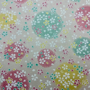 Origami -Yuzen Washi -Chiyogami -Silk Screen Paper -Craft Paper -Various Sizes -Pastel Sakura Cherry Blossoms and Bubbles Pattern #179