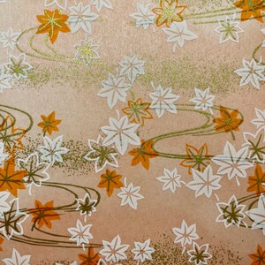 Origami -Yuzen Washi -Chiyogami - Silk Screen Paper -Craft Paper -Various Sizes -White Maple Leaves on Orange Pattern #94 0409