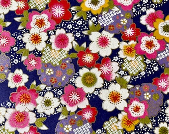 Origami - Yuzen Washi - Chiyogami - Carta serigrafica - Carta artigianale - Varie dimensioni - (M) Fiori di ciliegio Sakura luminosi nella notte autunnale #463