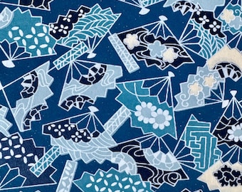 Türkises Yuzen Washi Papier - Blumenfächer, Origami Bastelpapier