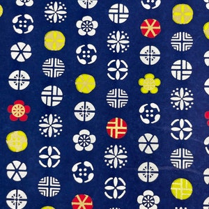 Origami -Yuzen Washi -Chiyogami - Silk Screen Paper -Craft Paper -Various Sizes (Y) White Japanese Emblems on Blue Pattern #299