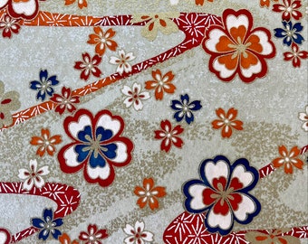 Origami -Yuzen Washi -Chiyogami -Silkscreenpapper -Hobbypapper -Olika storlekar (M) Virvlar av olika Sz Sakura-blommor på beige mönster #454