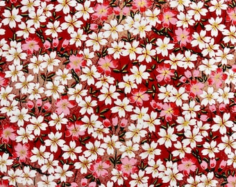 Origami - Yuzen Washi - Chiyogami - Screentryckpapper - Hobbypapper - Olika storlekar (Y) Massor av vita och rosa Sakura körsbärsblommor Mönster #311