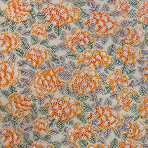 Origami -Yuzen Washi -Chiyogami - Silk Screen Paper -Craft Paper -Various Sizes - Orange Alpine Roses on Yellow Pattern #442 6704
