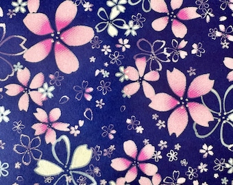 Origami -Yuzen Washi -Chiyogami -Silkscreenpapper -Hobbypapper -Olika storlekar (M) Olika storlekar av rosa Sakura på lila mönster #871