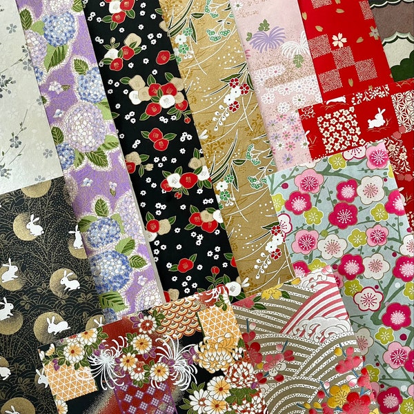 Omakase Scrap Pack (2 or 5 oz.) Assorted Yuzen Washi Chiyogami - Silk Screen Craft Paper -Scraps Various Sizes