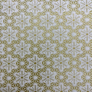 Origami - Yuzen Washi - Chiyogami - Papel serigráfico - Papel para manualidades - Varios tamaños (M) Asanoha dorado floreciente sobre blanco Patrón n.° 254
