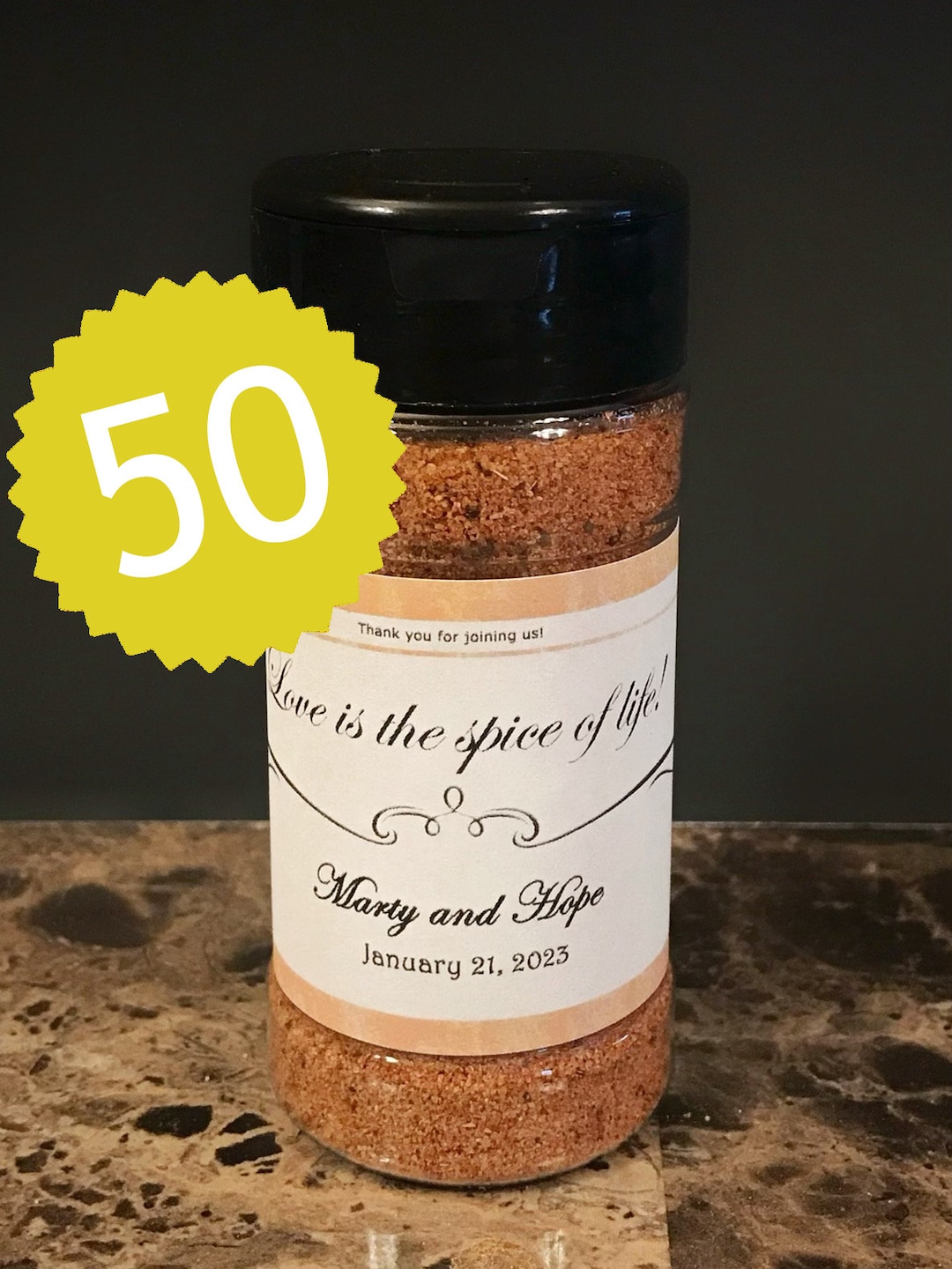 50 Personalized Wedding Favors Seasoning Blend Pick Your Etsy