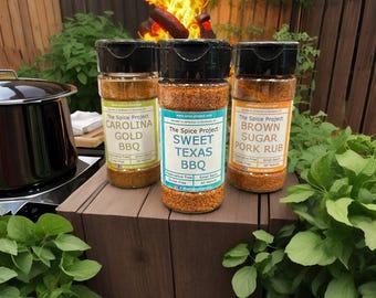 BBQ Seasoning Set: Brown Sugar Pork Rub, Carolina Gold, Sweet Texas BBQ