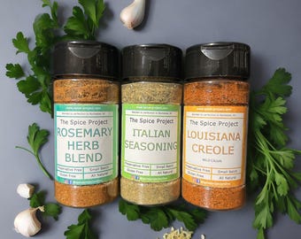 Gourmet Seasoning Set: Rosemary Herb, Creole & Italian Spice Blends
