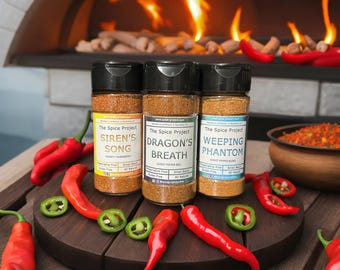 Spicy Seasoning Set: Honey Habanero, Garlic Ghost Pepper & BBQ - 3 Pack
