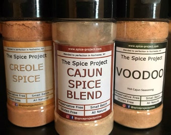 Cajun Seasoning Set (3) - Louisiana mild medium hot Cajun spices -- preservative-free all-natural — Summer grilling cooking fun