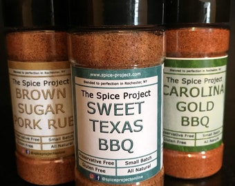 BBQ Seasoning Set (3) -- brown sugar pork smoky sweet and spicy Texas -- preservative-free all-natural — Summer grilling cooking fun