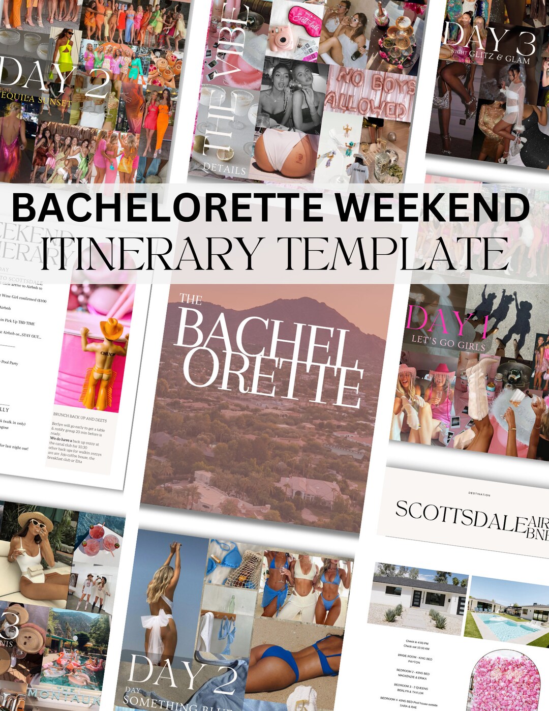 Bachelorette Weekend Planner, Bachelorette Theme Itinerary Template ...