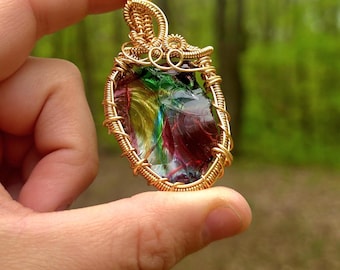 Rainbow Andara Pendant-OOAK Uniquely Wire Wrapped- Self Love Jewelry