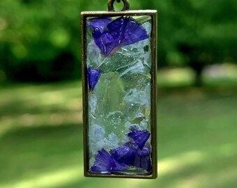 Andara Pendant-- Purple Statice Real flowers