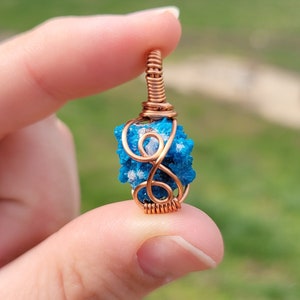 Cavansite Pendant | Copper Wire| Reiki Charged