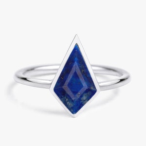 Kite Shaped Lapis Lazuli Ring, Sterling Silver 925, Unique Everyday Ring, Anniversary/Pomise Ring, Gift for Her, Boho Jewelry