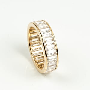 Lab Created Diamond Baguette Wedding Ring, CVD Diamond ring, Baguette Cut Lab Grown Diamond, full eternity ring, Anniversary Gift For Her