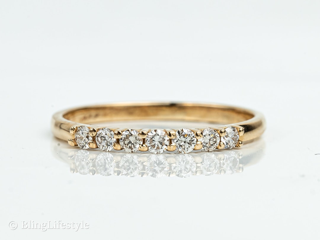 Lab Grown Diamond Half Eternity Ring, Solid Gold Wedding Band - Etsy