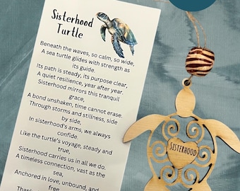 Sisterhood Turtle Ornament & Poem turtle ornament Christmas gift for best friend keychain sisters gift best friend gift loyalty and love