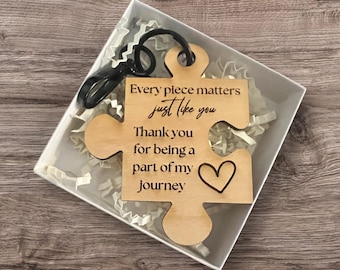 &quot;Schlüsselring &quot;&quot;Every Piece Matters Just Like You&quot;&quot; - Dankeschön mit schwarzem Schlüsselring & Verschluss.&quot;