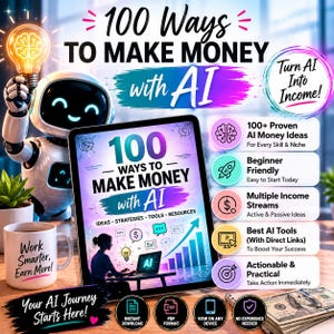 100 Ways to Make Money with AI – Instant Digital Download | AI Side Hustle & Passive Income Guide | ChatGPT Business Ideas