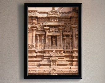 Digitale architectuurfoto van de Ranganathaswamy-tempel in Tamil Nadu, aards Zuid-India Boho Decor, Instant Download afdrukbare muurkunst