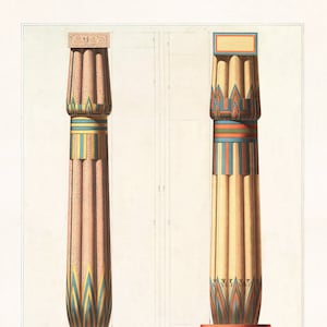 Columns of Amenhotep Instant Download Printable Wall Art | Egyptian Watercolor | Boho Decor | colonnes à faisceau d&#39;Amenophis III, à Thèbes