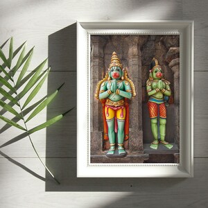 Digital Image Srirangam Temple Hanuman Sculptures Tamil Nadu South India | Bohemian Decor | Instant Download Printable Hindu Wall Art