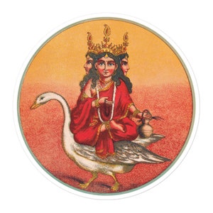 Hindoe Godin Brahmani Hamsa Sticker | 1880-1890 Retro Calcutta Kolkata India West-Bengalen Kunst | Boho Retro Vintage Laptop Journal Decor
