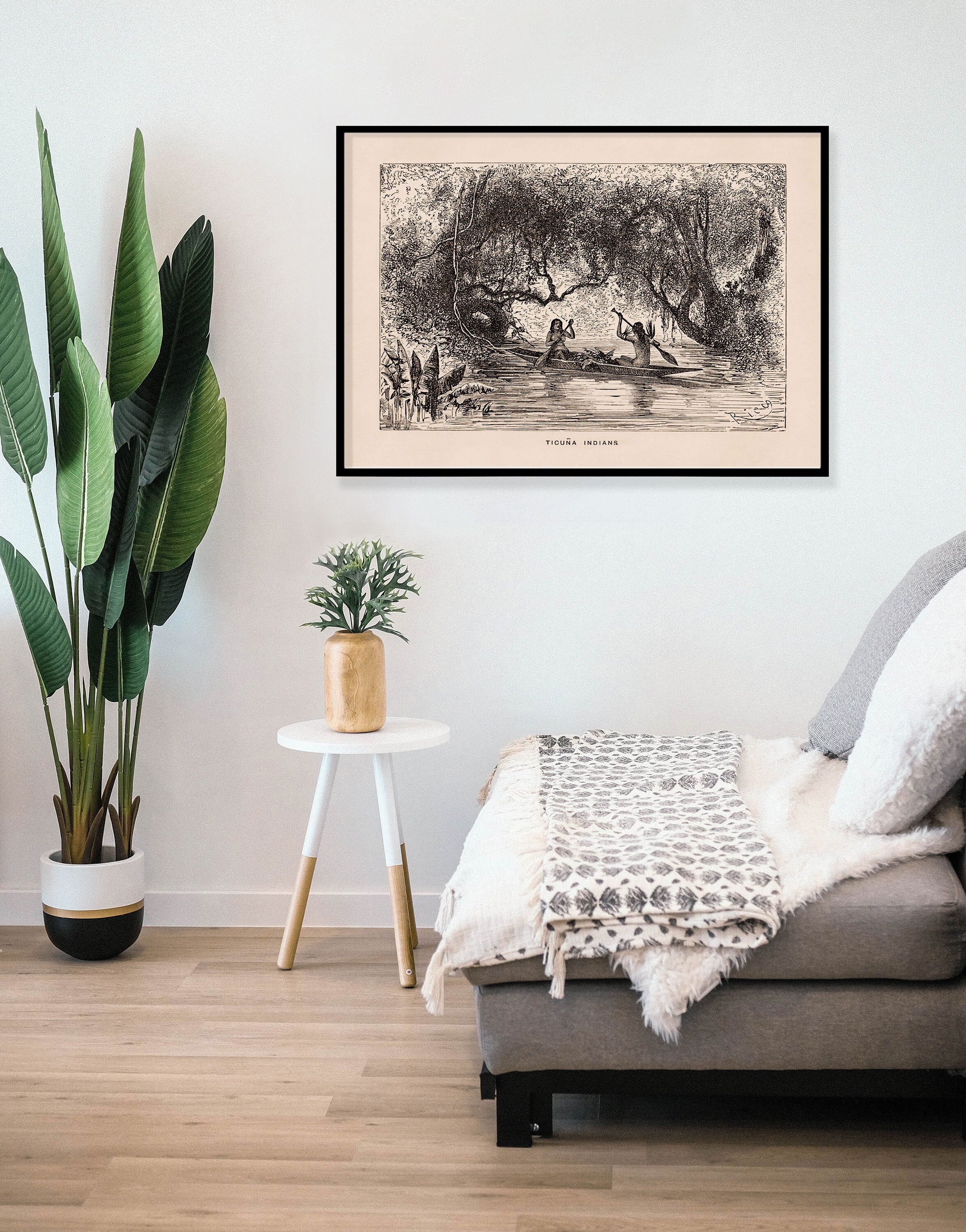 ティクナ、アマゾンの驚異の印刷可能な壁アート、デジタルセピアトーン