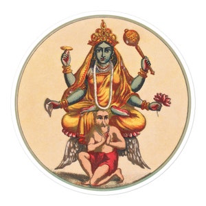 Hindoe Godin Vaishnavi Garuda Sticker | 1880-1890 Retro Calcutta Kolkata India West-Bengalen Kunst | Boho Retro Vintage Laptop Journal Decor
