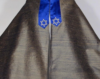 Italian silk blue/taupe weave tallit