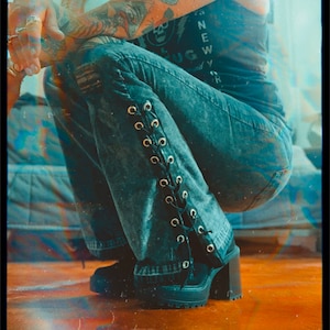 Leather Lace up side flares