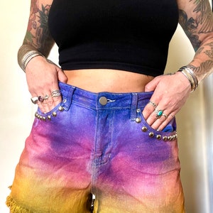 Passion fruit jean cut off shorts