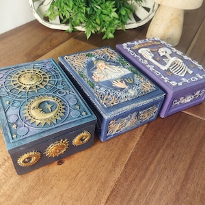 Tarot Deck Storage Box | 5.5&quot; x 3.75&quot; - Witch Astrology Tarot Card Box Witch Astrology Tarot Card Box | Moon and Star Box | Witch gift Alter