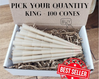 Authentic Raw KING Cones | Pre Rolled Paper with Tips | Pre rolls | Joint Paper | slow Burn | Pack, Push, Roll Papers | Smoke Cones