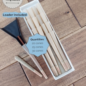 Authentic Raw King cones + Cone Loader | Pre Rolled Paper with Tips | Pre rolls | Cone Paper| Rolled Papers |Pack, Push, and Roll Papers