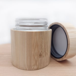Bamboo Encased Glass Storage Jar - Stash Jar - Bamboo Jar