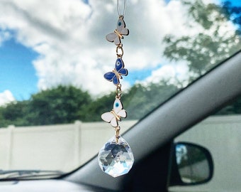 Sun Evil Eye Car Charm - Handmade Crystal & Stone Rearview Mirror Decor For Good Luck, Protection & Positive Vibes (Boho Style) - View #4