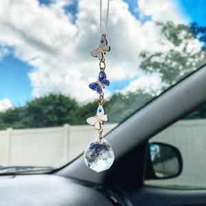 Evil Eye Butterfly Car Charm: Crystal Ball Suncatcher