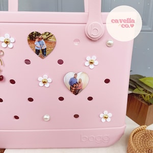 Personalized Photo Heart Bogg Bag Charm: Magnetic Bag Accessory