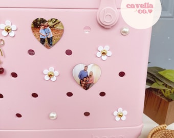 Personalized Photo Heart Bogg Bag Charm: Magnetic Bag Accessory