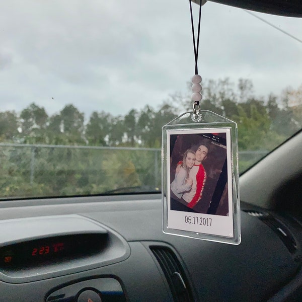 2 x 3 inch Double Sided Photo Car Charm, Custom Car Hanging Decor, Personalized Photo Car Hanger, Rearview Mirror Picture, Memorial Gift