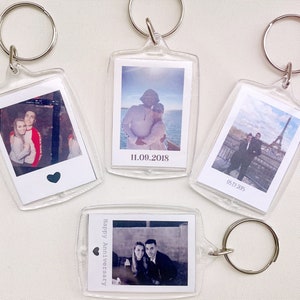 Acrylic photo keychain double sided, custom gift for boyfriend girlfriend couples anniversary wedding, picture keychain for couples